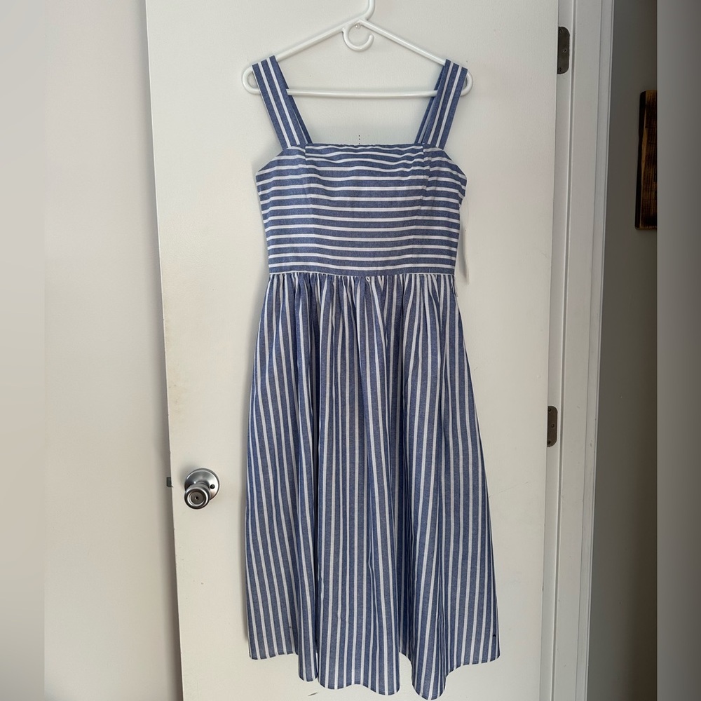 Eliza J Chambray Striped Midi Sun Dress